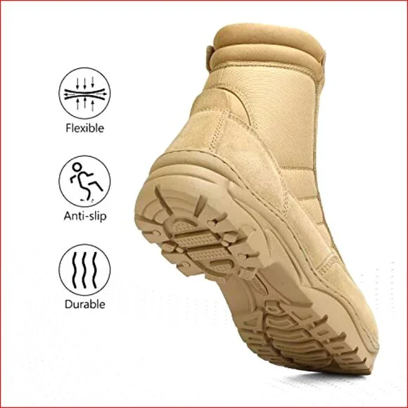 Leather Military Tactical Work Boots Side Zipper Combat Boots